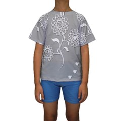 Flower Heart Plant Symbol Love Kids  Short Sleeve Swimwear by Nexatart