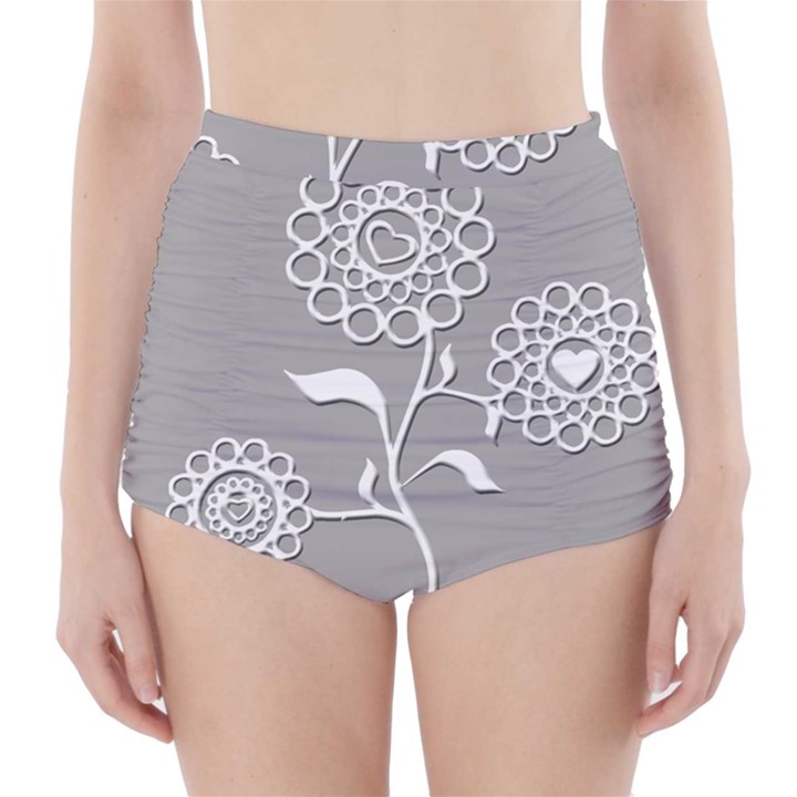 Flower Heart Plant Symbol Love High-Waisted Bikini Bottoms