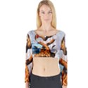 Christmas, Giraffe In Love With Christmas Hat Long Sleeve Crop Top View1