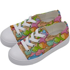 Fishes Cartoon Kids  Low Top Canvas Sneakers by sifis