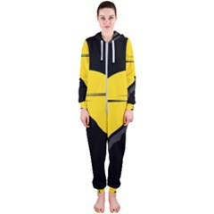 Man Mountain Moon Yellow Sky Hooded Jumpsuit (ladies)  by Nexatart