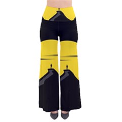 Man Mountain Moon Yellow Sky Pants by Nexatart