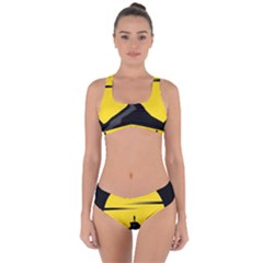 Man Mountain Moon Yellow Sky Criss Cross Bikini Set