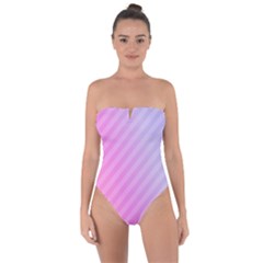 Diagonal Pink Stripe Gradient Tie Back One Piece Swimsuit by Nexatart