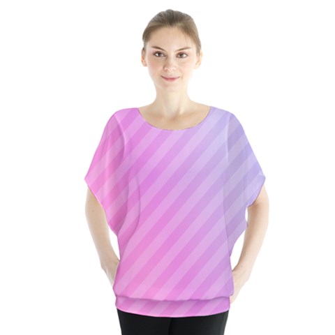 Diagonal Pink Stripe Gradient Blouse by Nexatart