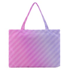 Diagonal Pink Stripe Gradient Zipper Medium Tote Bag by Nexatart