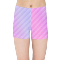 Diagonal Pink Stripe Gradient Kids Sports Shorts