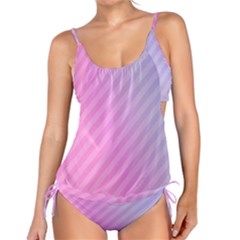 Diagonal Pink Stripe Gradient Tankini Set by Nexatart