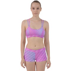 Diagonal Pink Stripe Gradient Women s Sports Set by Nexatart