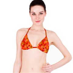 Red Hot Triangle Tile Mosaic Bikini Top by Nexatart