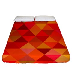 Red Hot Triangle Tile Mosaic Fitted Sheet (king Size) by Nexatart