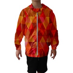 Red Hot Triangle Tile Mosaic Hooded Wind Breaker (kids)