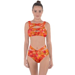 Red Hot Triangle Tile Mosaic Bandaged Up Bikini Set  by Nexatart