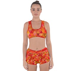 Red Hot Triangle Tile Mosaic Racerback Boyleg Bikini Set by Nexatart