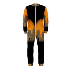 City Buildings Couple Man Women Onepiece Jumpsuit (kids) by Nexatart