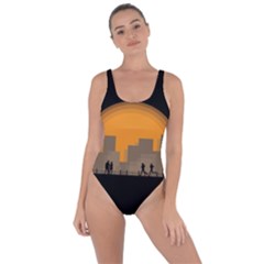 City Buildings Couple Man Women Bring Sexy Back Swimsuit by Nexatart