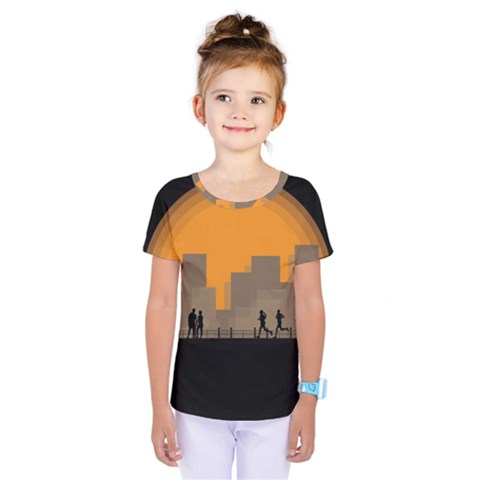 City Buildings Couple Man Women Kids  One Piece Tee by Nexatart