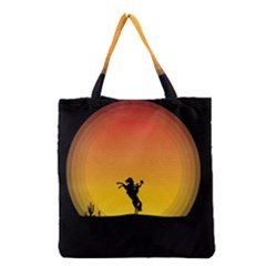 Horse Cowboy Sunset Western Riding Grocery Tote Bag by Nexatart