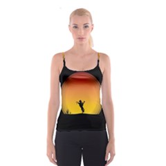 Horse Cowboy Sunset Western Riding Spaghetti Strap Top by Nexatart