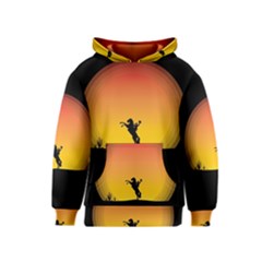 Horse Cowboy Sunset Western Riding Kids  Pullover Hoodie by Nexatart