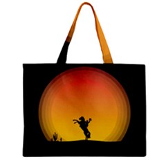 Horse Cowboy Sunset Western Riding Zipper Mini Tote Bag by Nexatart