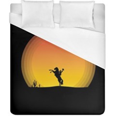 Horse Cowboy Sunset Western Riding Duvet Cover (california King Size) by Nexatart