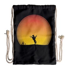 Horse Cowboy Sunset Western Riding Drawstring Bag (large) by Nexatart