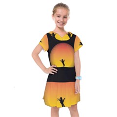 Horse Cowboy Sunset Western Riding Kids  Drop Waist Dress by Nexatart