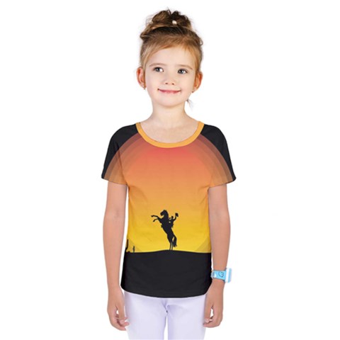 Horse Cowboy Sunset Western Riding Kids  One Piece Tee by Nexatart