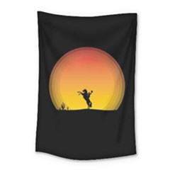 Horse Cowboy Sunset Western Riding Small Tapestry by Nexatart