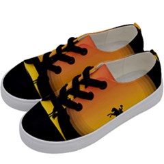 Horse Cowboy Sunset Western Riding Kids  Low Top Canvas Sneakers by Nexatart