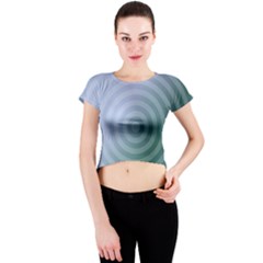 Teal Background Concentric Crew Neck Crop Top by Nexatart