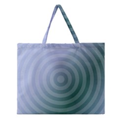 Teal Background Concentric Zipper Large Tote Bag by Nexatart