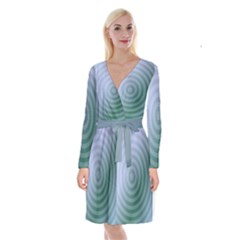 Teal Background Concentric Long Sleeve Velvet Front Wrap Dress by Nexatart