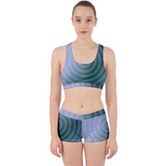 Teal Background Concentric Work It Out Sports Bra Set