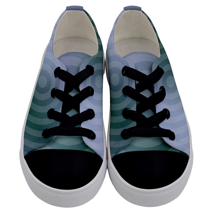 Teal Background Concentric Kids  Low Top Canvas Sneakers