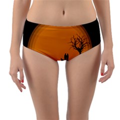 Couple Dog View Clouds Tree Cliff Reversible Mid-waist Bikini Bottoms