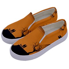 Couple Dog View Clouds Tree Cliff Kids  Canvas Slip Ons