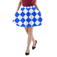 Blue White Diamonds Seamless A-line Pocket Skirt by Nexatart