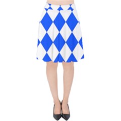 Blue White Diamonds Seamless Velvet High Waist Skirt by Nexatart