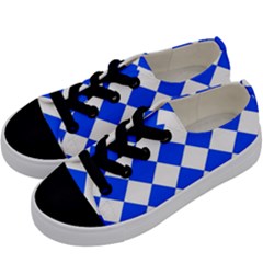 Blue White Diamonds Seamless Kids  Low Top Canvas Sneakers by Nexatart