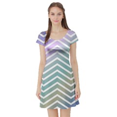 Zigzag Line Pattern Zig Zag Short Sleeve Skater Dress by Nexatart