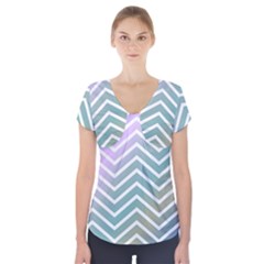 Zigzag Line Pattern Zig Zag Short Sleeve Front Detail Top by Nexatart