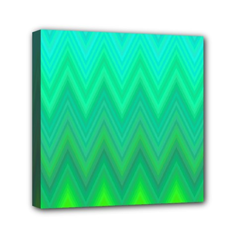 Green Zig Zag Chevron Classic Pattern Mini Canvas 6  X 6  by Nexatart