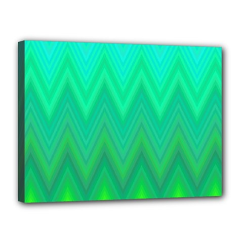 Green Zig Zag Chevron Classic Pattern Canvas 16  X 12 