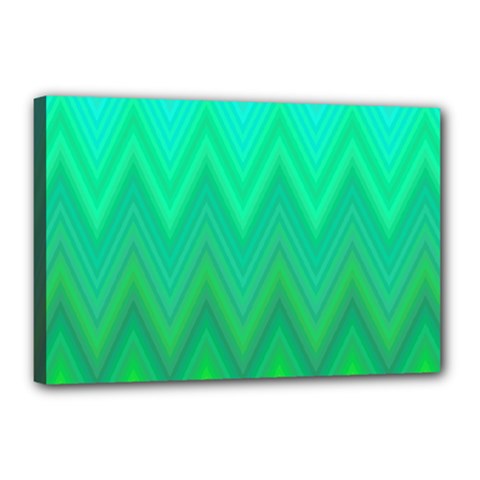 Green Zig Zag Chevron Classic Pattern Canvas 18  X 12  by Nexatart