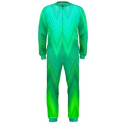 Green Zig Zag Chevron Classic Pattern Onepiece Jumpsuit (men)  by Nexatart