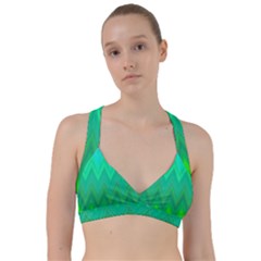 Green Zig Zag Chevron Classic Pattern Sweetheart Sports Bra