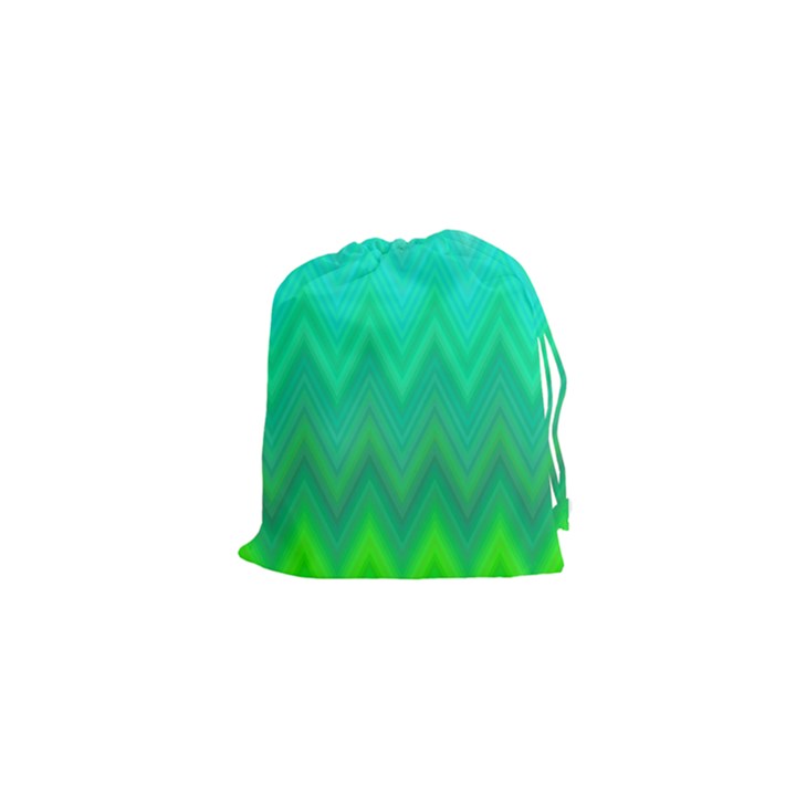 Green Zig Zag Chevron Classic Pattern Drawstring Pouches (XS) 