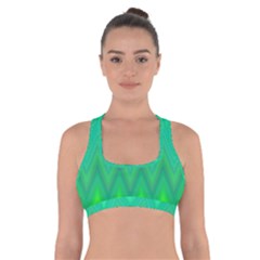 Green Zig Zag Chevron Classic Pattern Cross Back Sports Bra by Nexatart